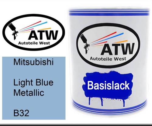 Mitsubishi, Light Blue Metallic, B32: 1L Lackdose, von ATW Autoteile West.